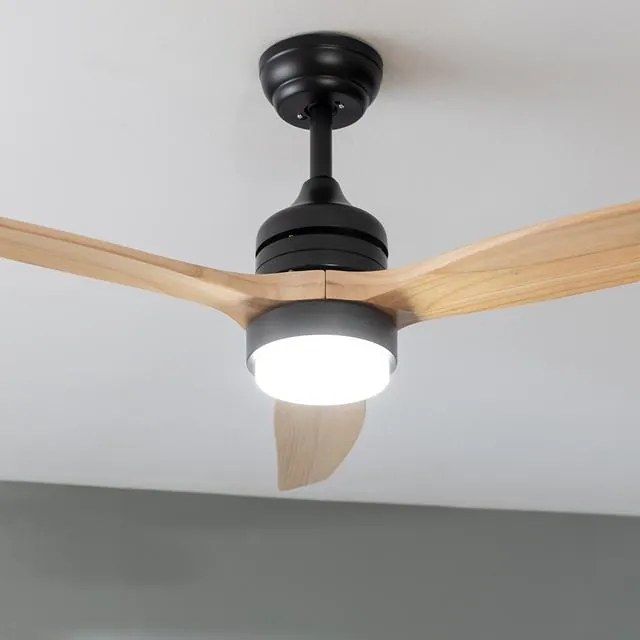 Ventoinha de teto EnergySilence Aero 5275 Black&WhiteWood  de 40 W e 52’’ com motor DC, luz LED, dupla altura, controlo remoto, temporizador e modo In