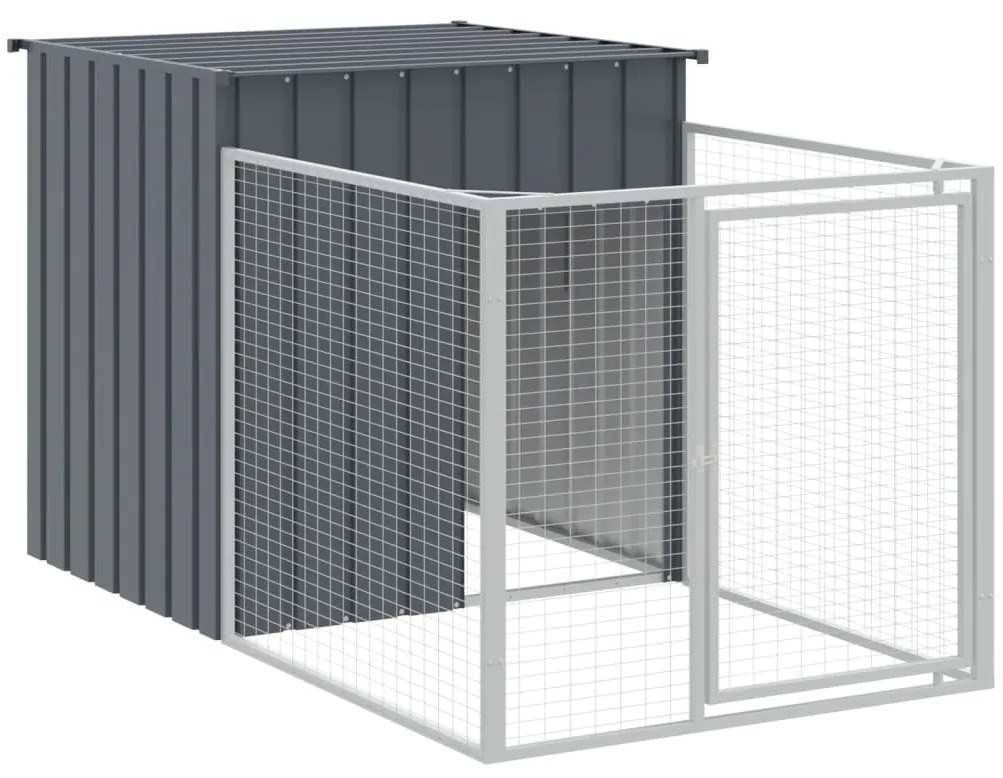 Casota p/ cães c/ parque 110x1221x110cm aço galvaniz. antracite