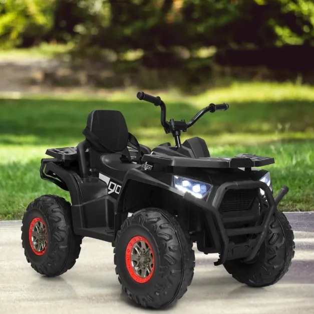 Moto 4 Elétrico Infantil com Luzes LED 2 Velocidades Música e Assento Confortável Carga 50kg Preto
