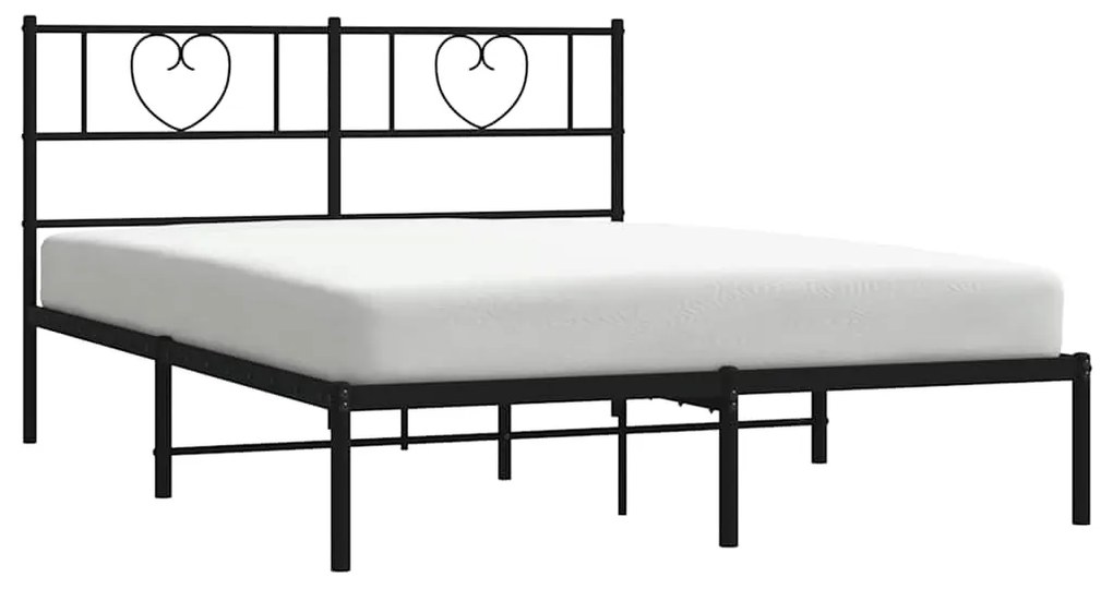 Estrutura de cama com cabeceira 135x190 cm metal preto