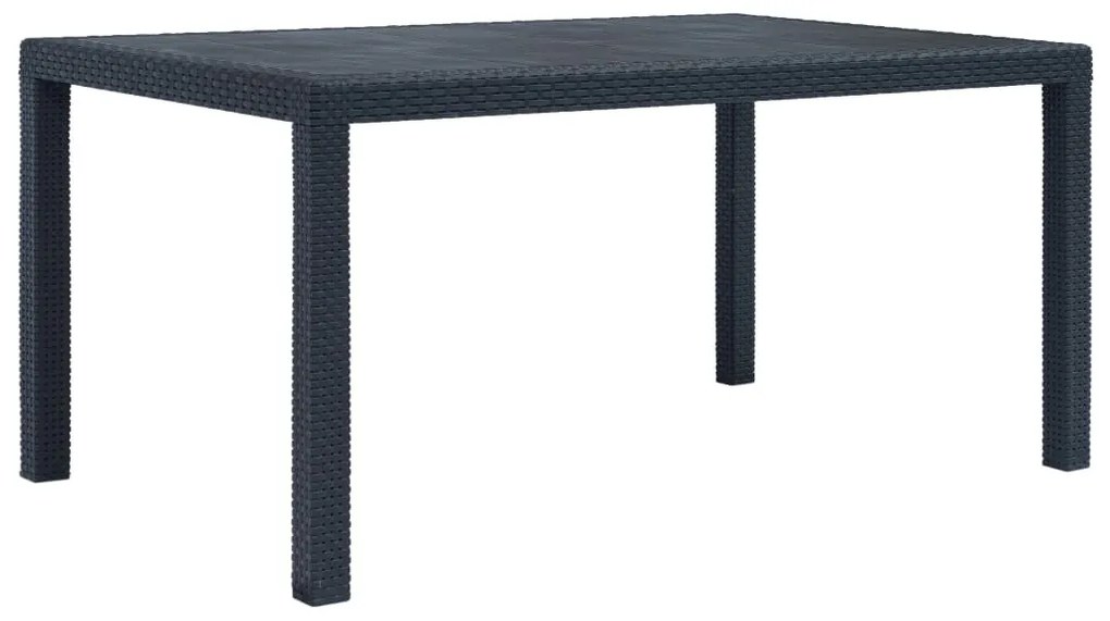 Mesa jardim 150x90x72 cm plástico antracite com aspeto de vime