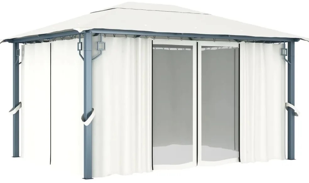 Gazebo com cortina 400x300 cm alumínio creme
