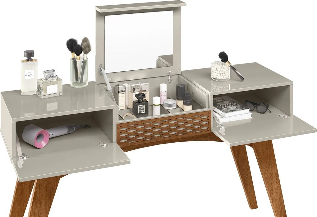 Toucador BELLA – 136x37,8x82 cm (117,4 cm com tampo aberto) – MDP Matt