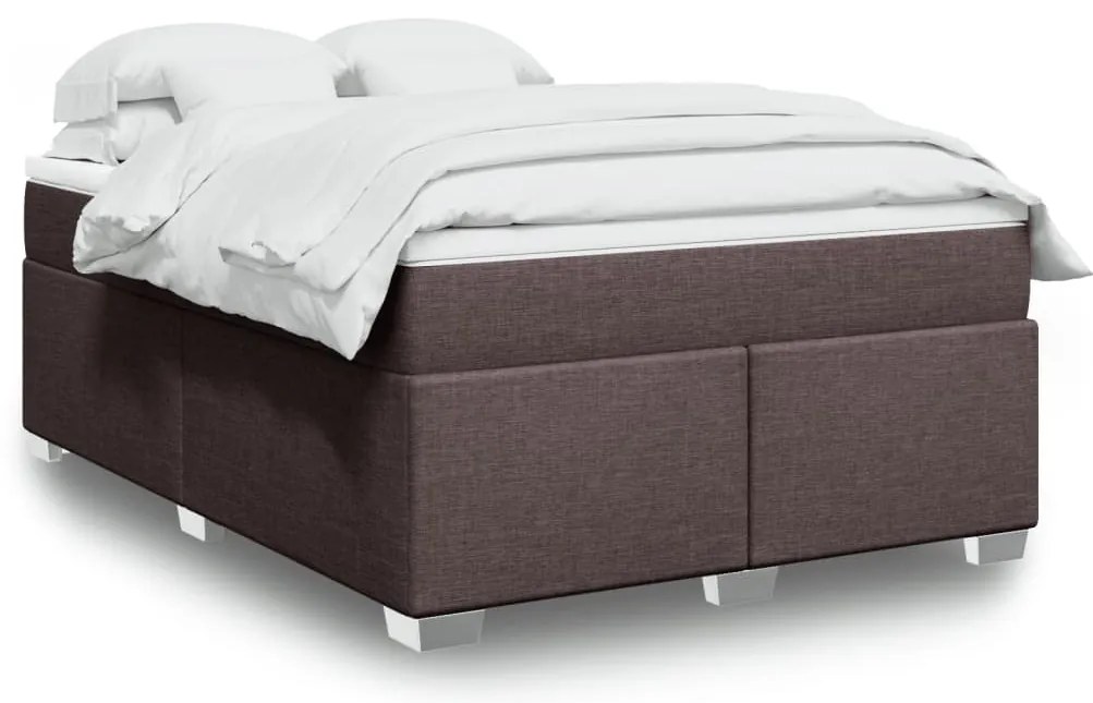 vidaXL Cama com molas/colchão 160x200 cm tecido castanho-escuro