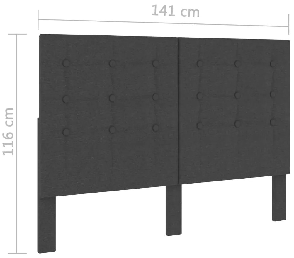 Cabeceira de cama acolchoada 140x200 cm tecido cinzento-escuro