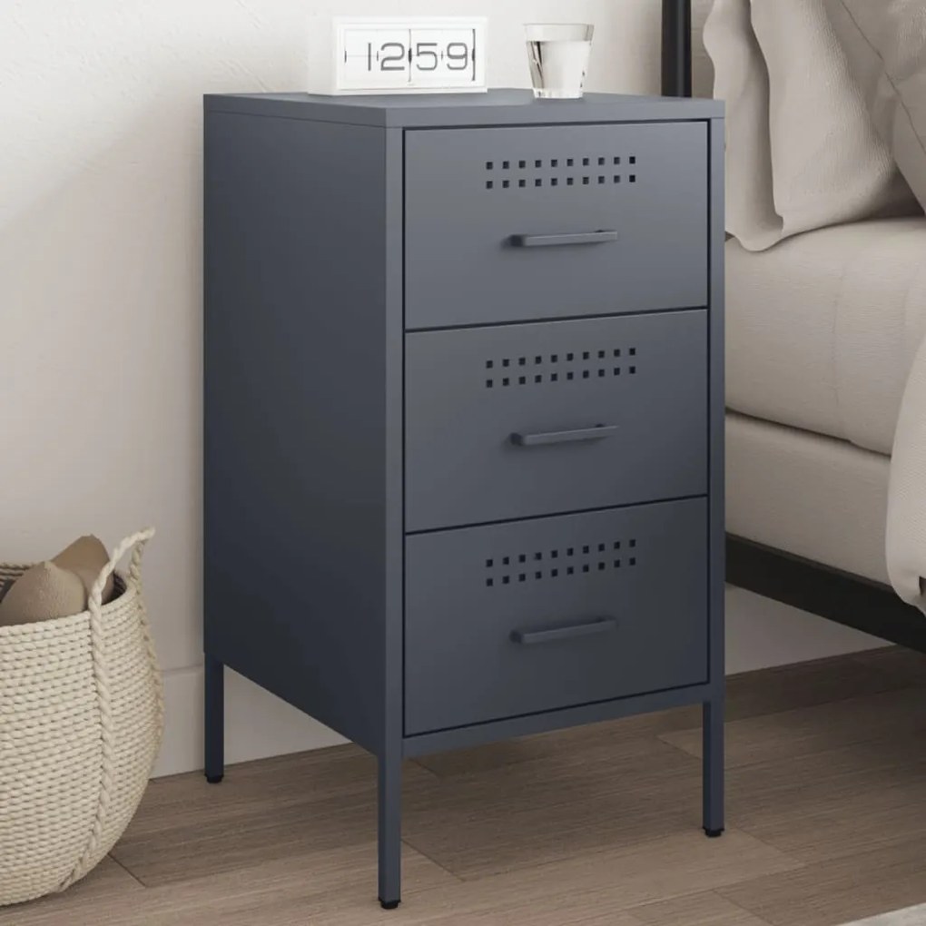 vidaXL Mesa de cabeceira 36x39x68 cm aço antracite