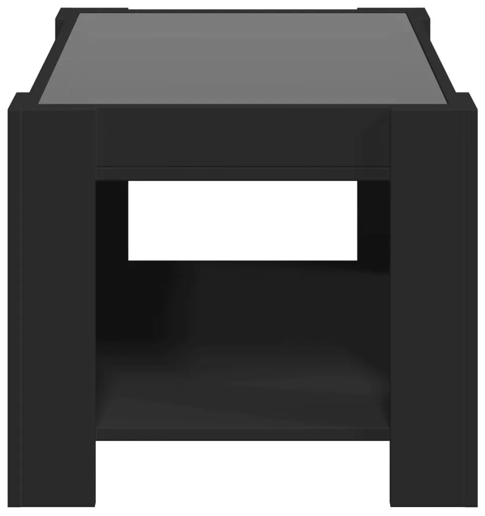 Mesa de centro c/ LEDs 73x53x45 cm derivados de madeira preto
