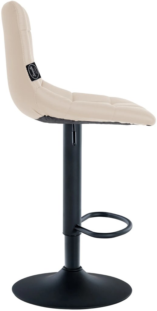 Banco de bar Jerry em couro sintético com estrutura preta 87-108,5 x 43 x 46,5 cm Creme