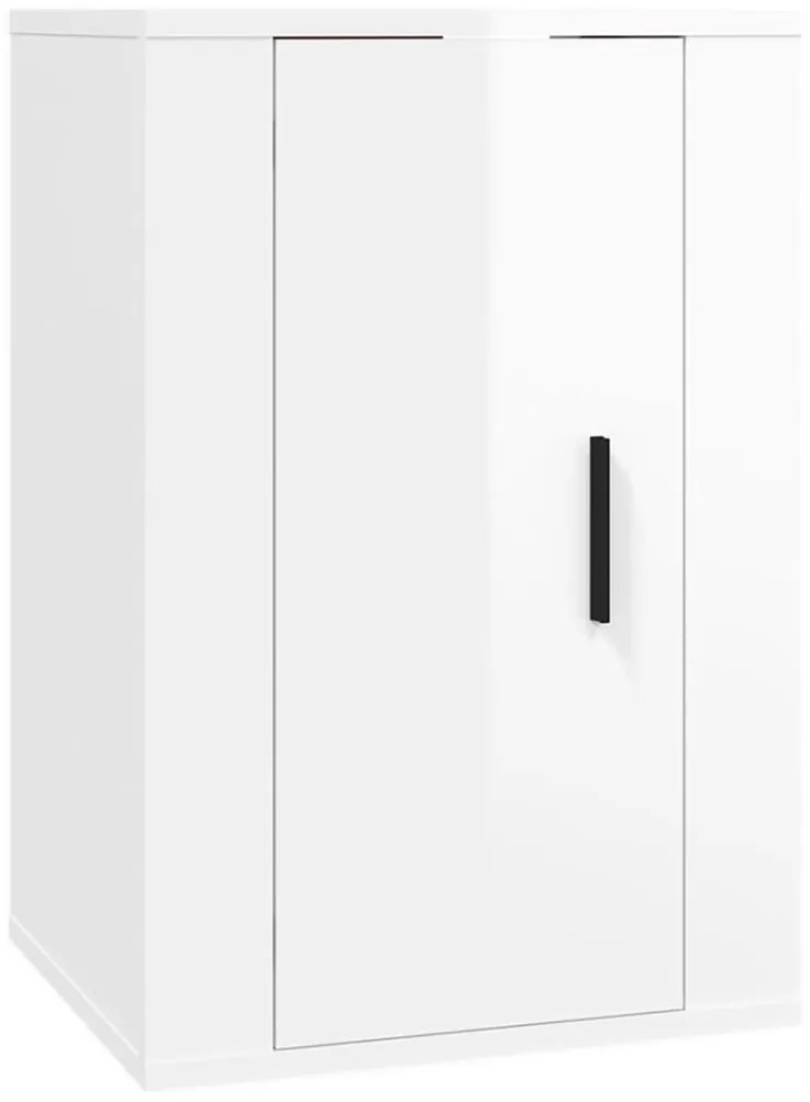 2 pcs conjunto móveis de TV derivados madeira branco brilhante