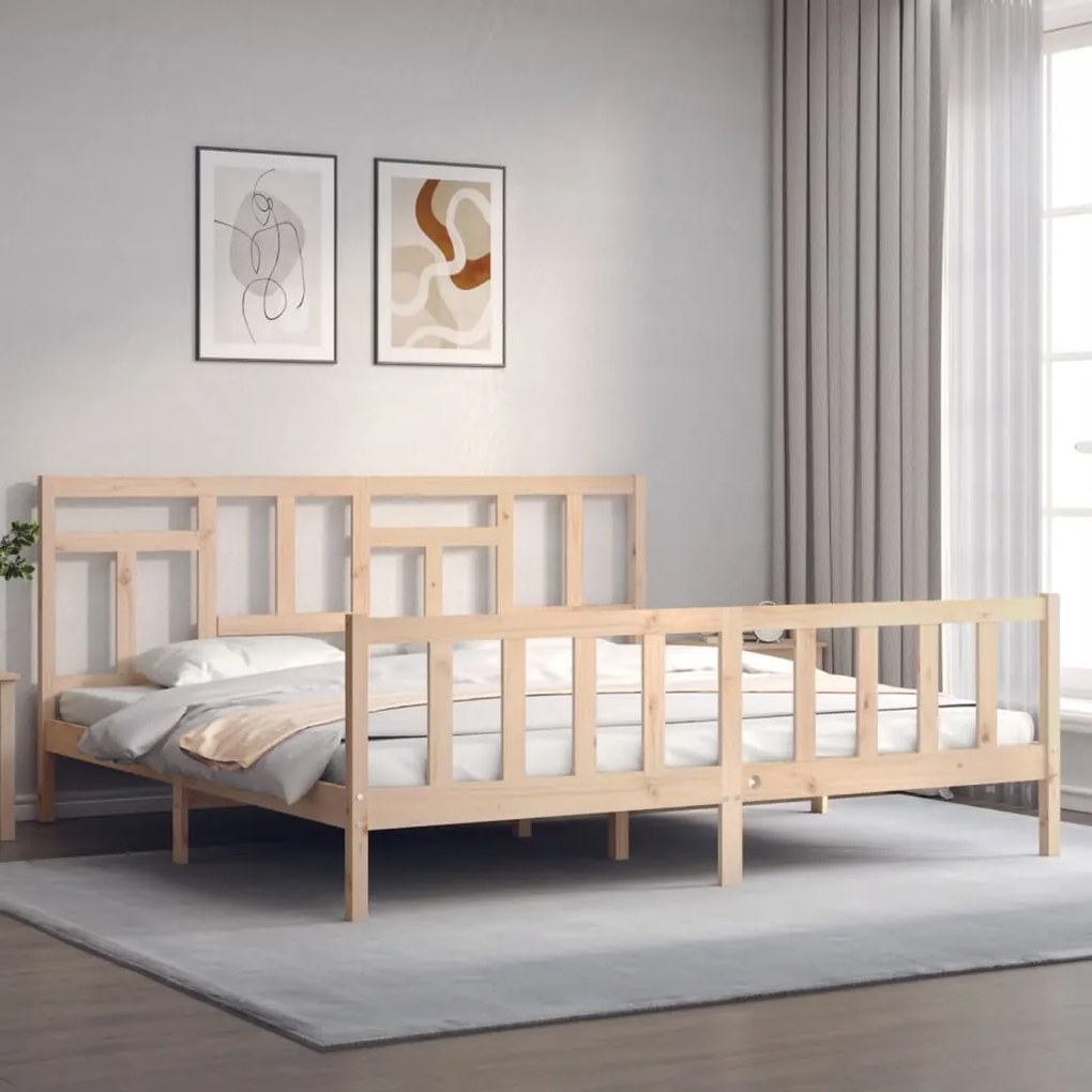 Cama sem colchão 200x200 cm madeira de pinho maciça