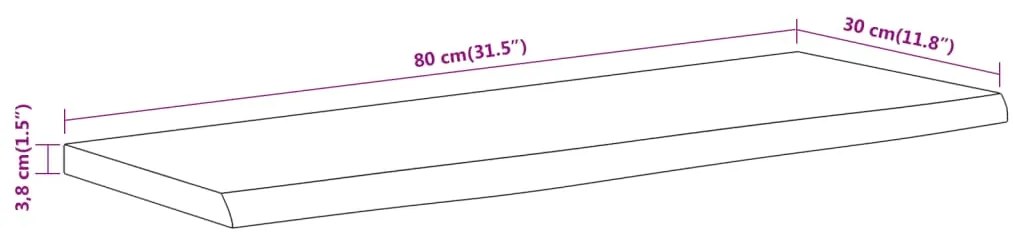 Prateleira de parede retangular 80x30x3,8 cm acácia maciça