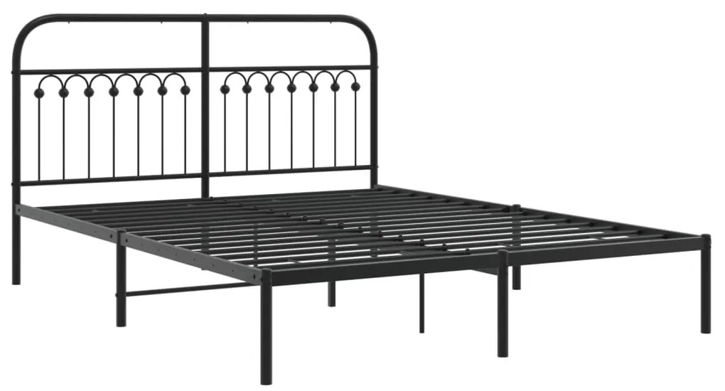 Estrutura de cama com cabeceira 160x200 cm metal preto