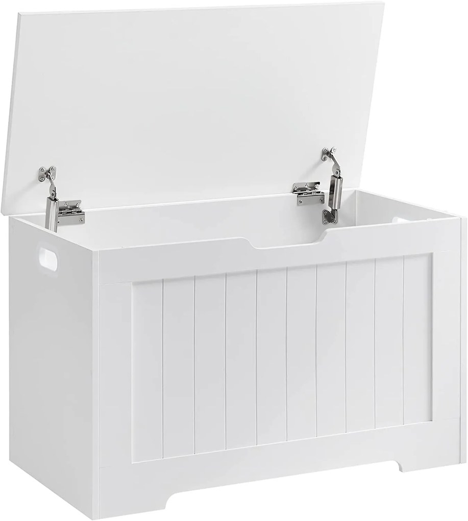 Banco de brinquedo VASAGLE LHS11WT com assento e baú de armazenamento com grande capacidade, branco, madeira projetada, 76 x 48 x 40 cm (L x A x P)