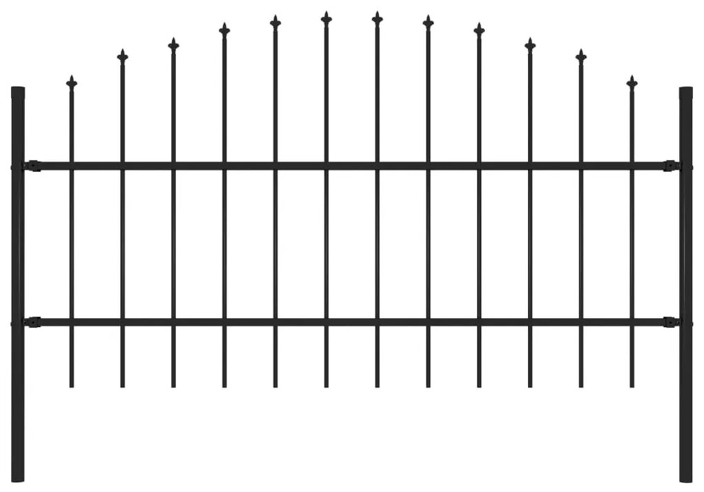 144941 vidaXL Cerca de jardim com topo em lanças (0,75-1)x1,7 m aço preto
