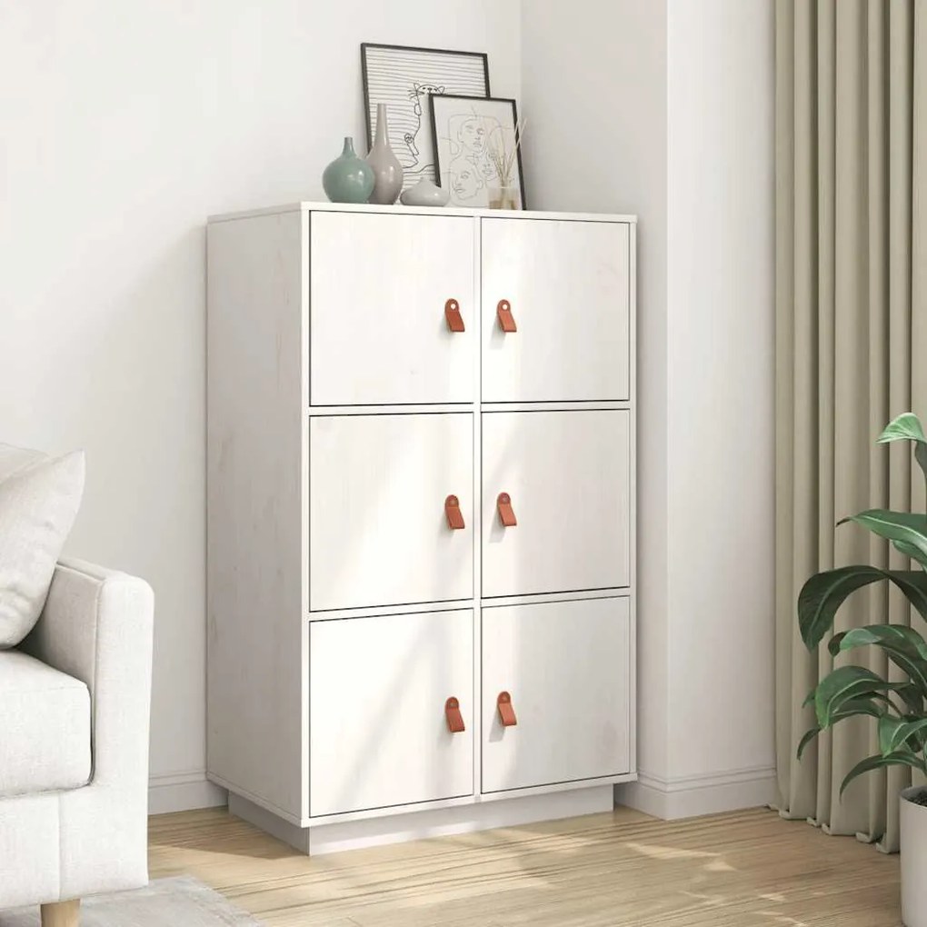 Aparador alto 67x40x108,5 cm pinho maciço branco