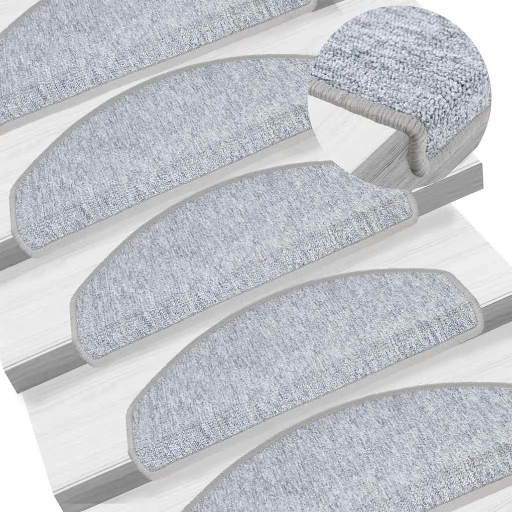 Tapetes de escada 30 pcs 65x24x4 cm cinzento-claro