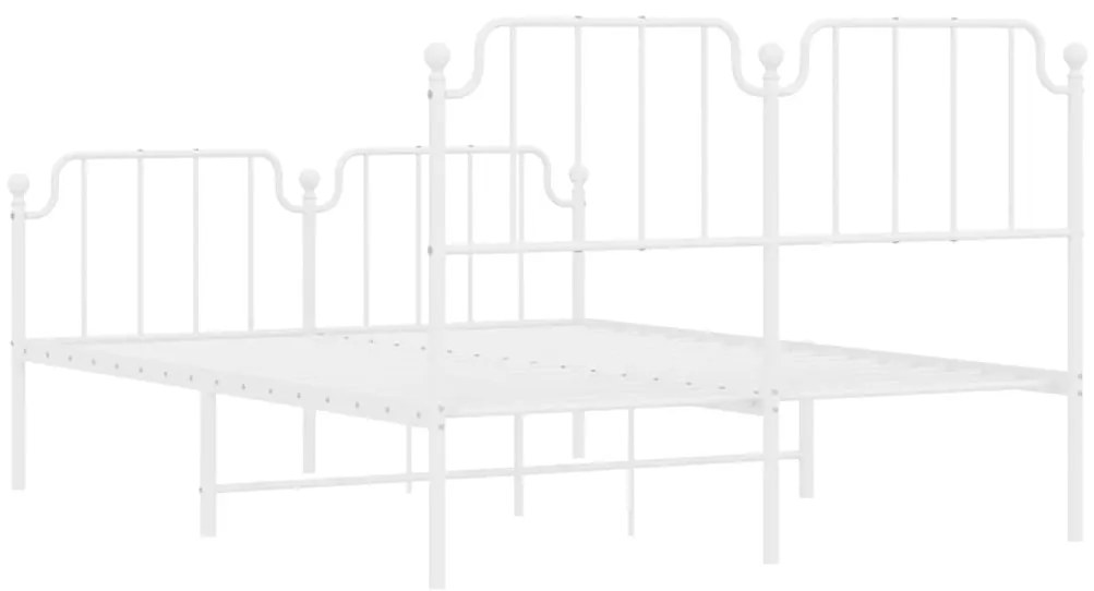 Estrutura de cama com cabeceira e pés 135x190 cm metal branco