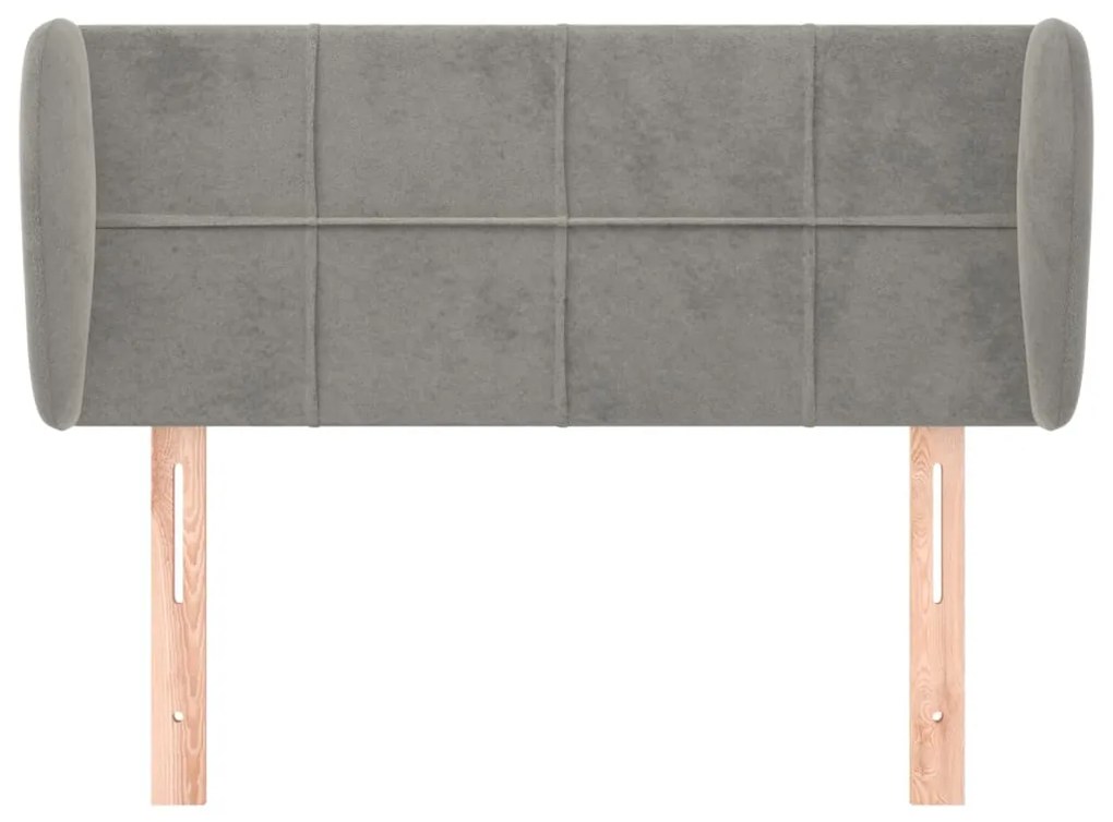 Cabeceira de cama c/ abas veludo 83x23x78/88 cm cinzento-claro