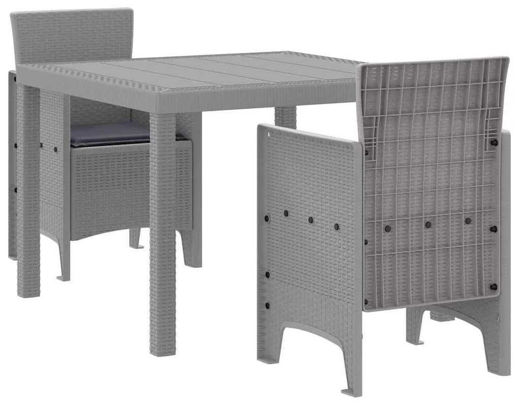 Conjunto de Jantar de Jardim 3 pcs Cinzento-claro Compacto