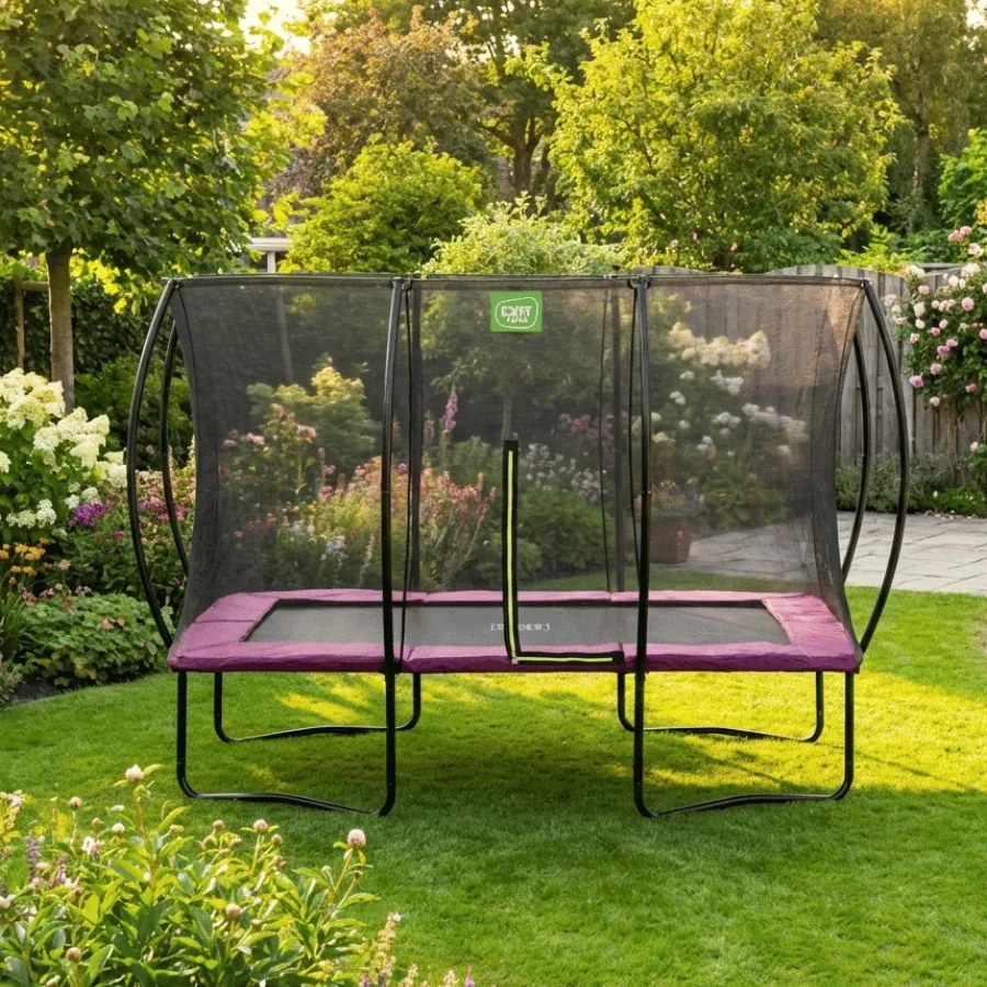 Trampolim retangular Silhouette 244 x 366 cm - rosa
