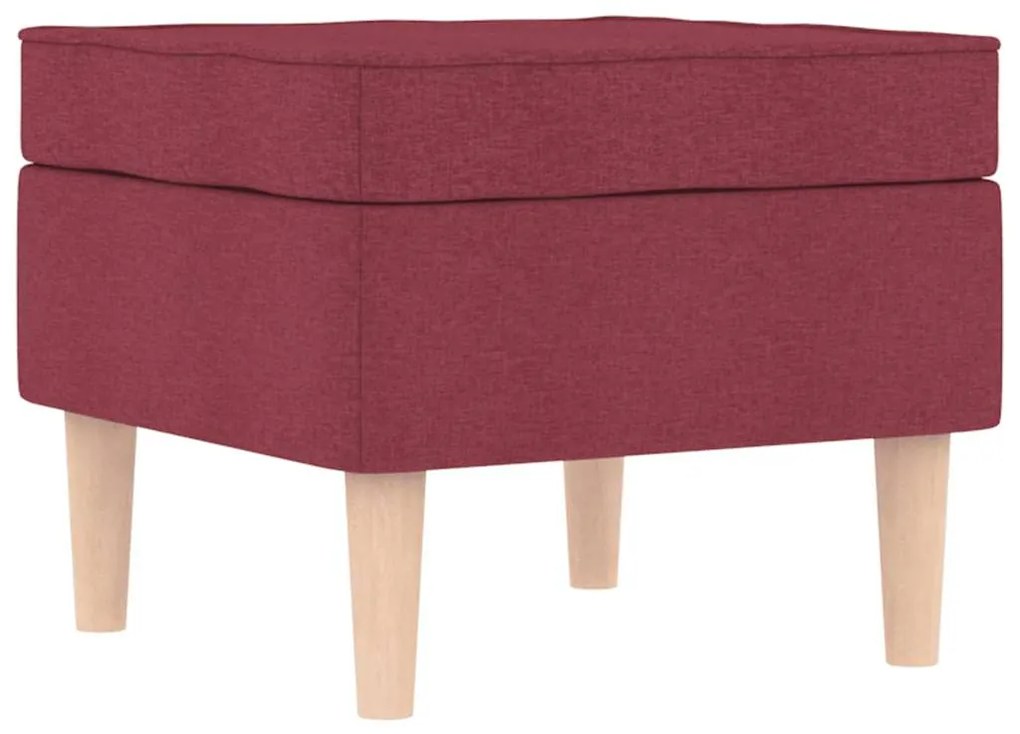Poltrona com apoio de pés tecido vermelho tinto