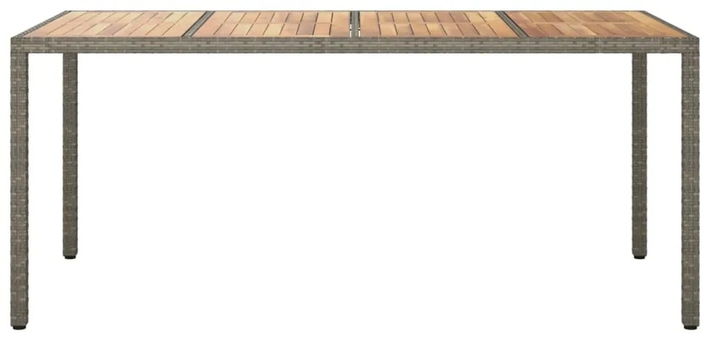 Mesa de jardim 190x90x75 cm vime PE e acácia maciça cinzento