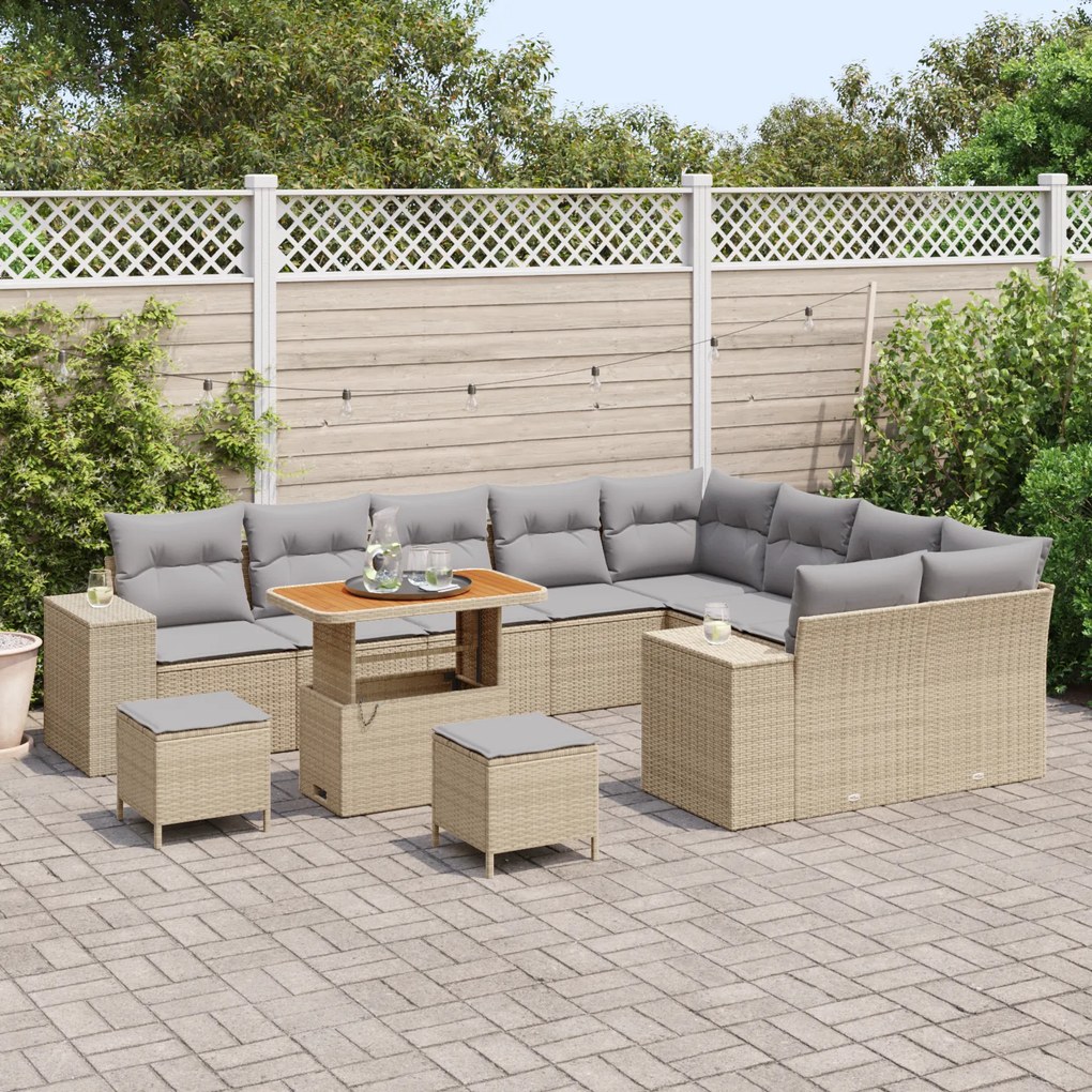 Conjunto de Sofás para o Jardim vidaXL de 12 Peças com Almofadas Beje