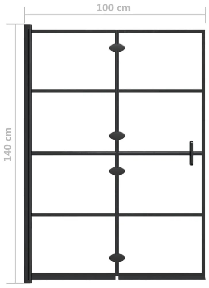 Divisória de chuveiro dobrável ESG 100x140 cm preto