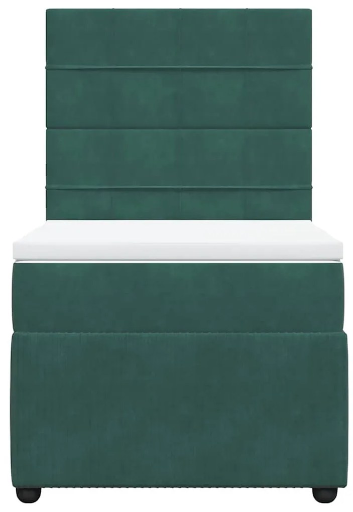 Cama com molas/colchão 80x200 cm veludo verde-escuro