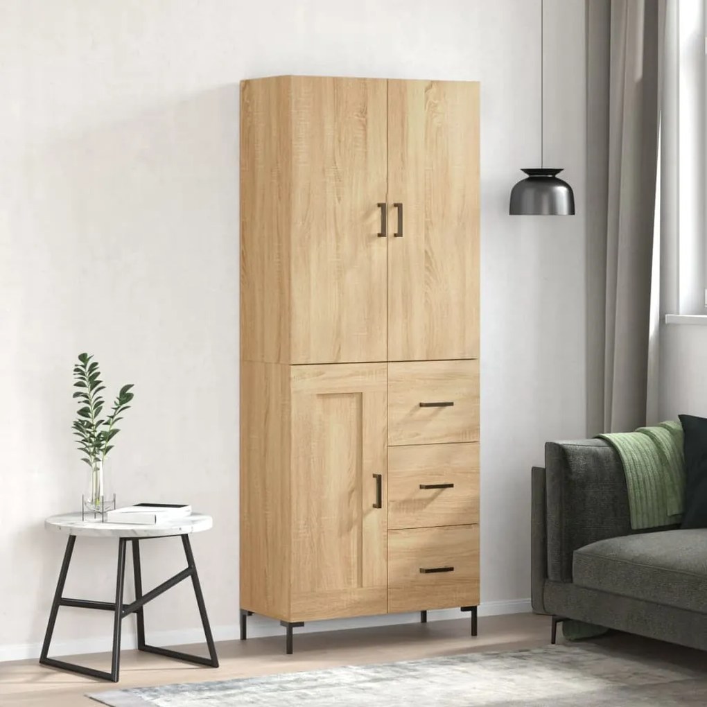 vidaXL Armário alto 69,5x34x180 cm derivados de madeira cor sonoma