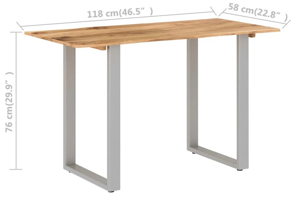 Mesa de jantar 118x58x76 cm madeira de acácia maciça