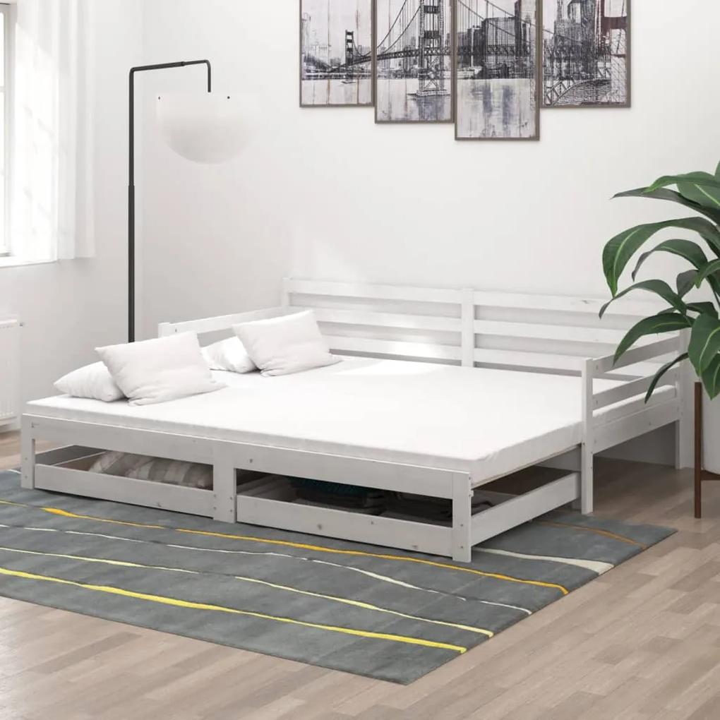 3083700 vidaXL Estrutura sofá-cama de puxar 2x(90x200) cm pinho maciço branco