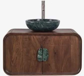 Conjunto De Móvel De Casa De Banho Suspenso 95x45 Cm Em Madeira De Manga E Pedra Natural Kivalina Mármore Verde Udaipur - Madeira De - Sklum