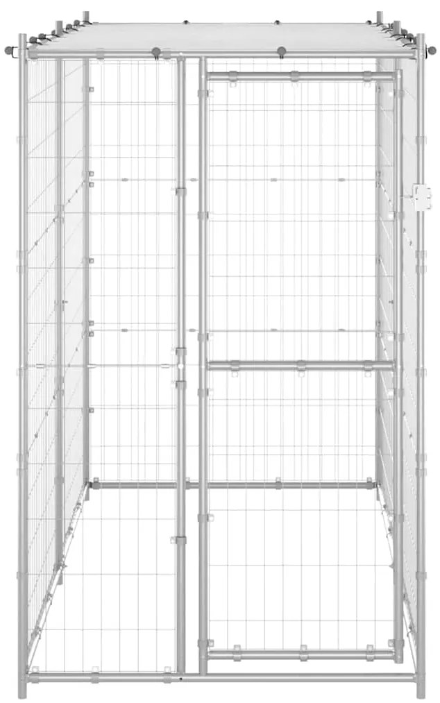 Canil de exterior com telhado 110x220x180 cm aço galvanizado