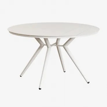 Round Aluminum Dining Table Valerie Ø125 Cm & Gardénia Branco - Sklum