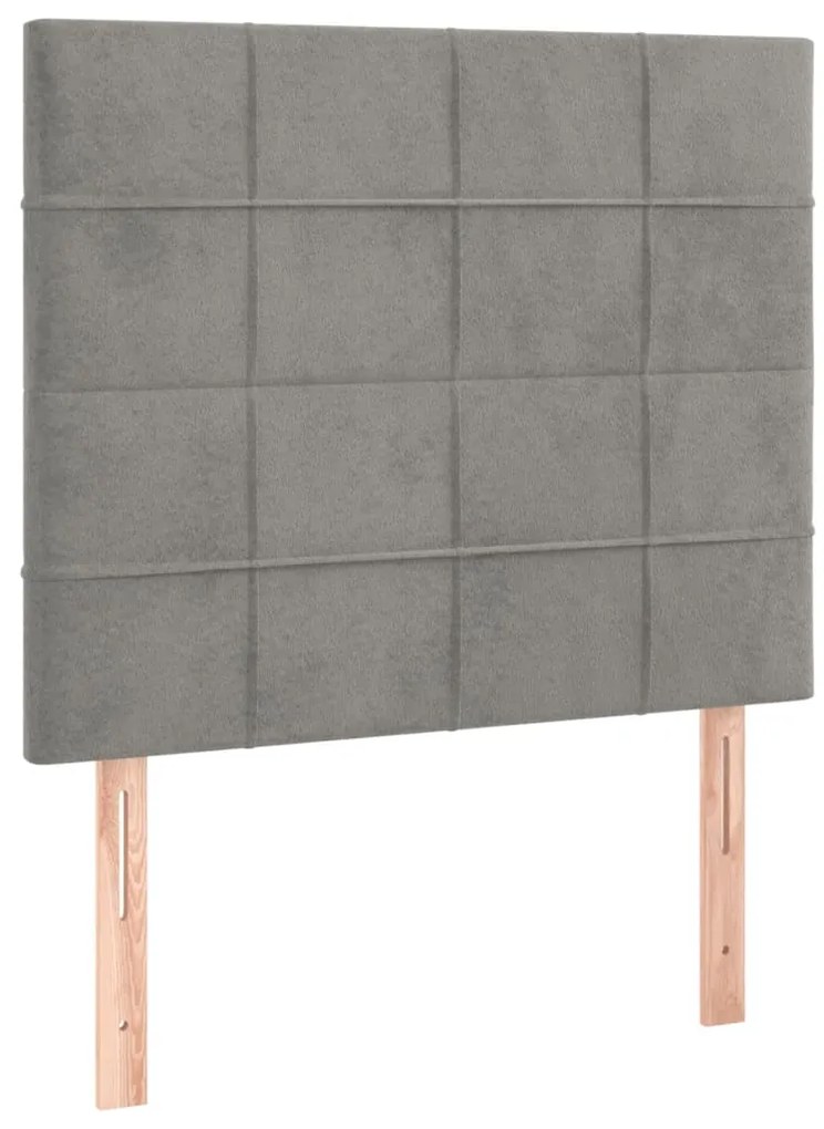Cama box spring c/ colchão/LED 120x200 cm veludo cinzento-claro