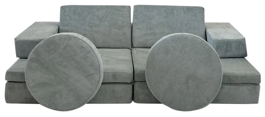 Sofá-Cama 2 Lugares Puzzle – Azul – 140x46x70 cm