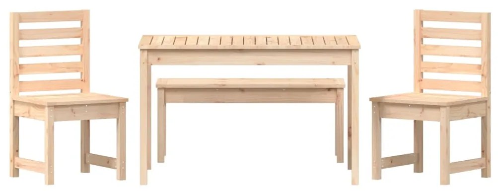 4 pcs conjunto de jantar p/ jardim madeira de pinho maciça