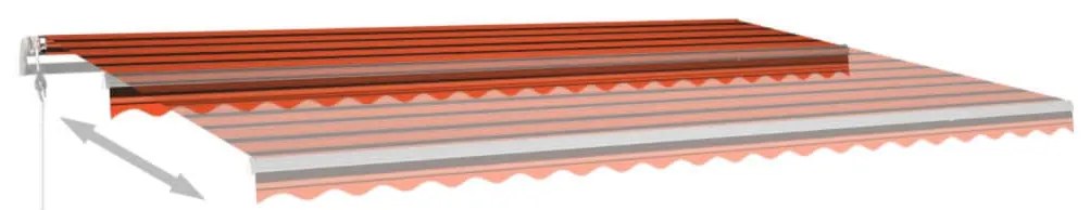 Toldo autom. LED e sensor de vento 500x300 cm laranja/castanho