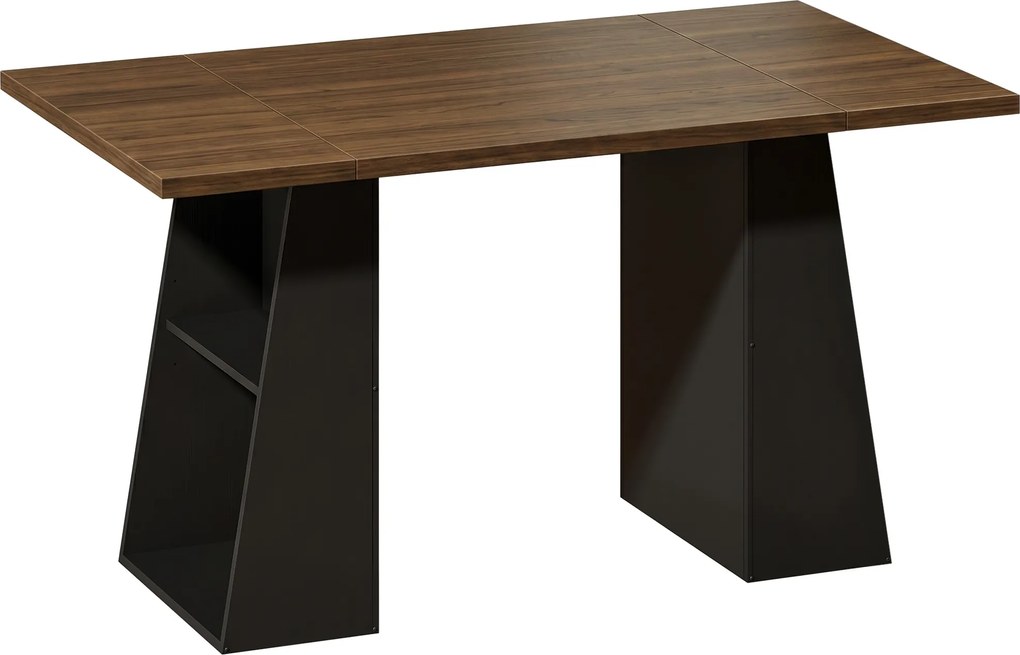 HOMCOM Mesa com 4 prateleiras abertas, design industrial, 140 cm, Marrom-Preto | Aosom Portugal
