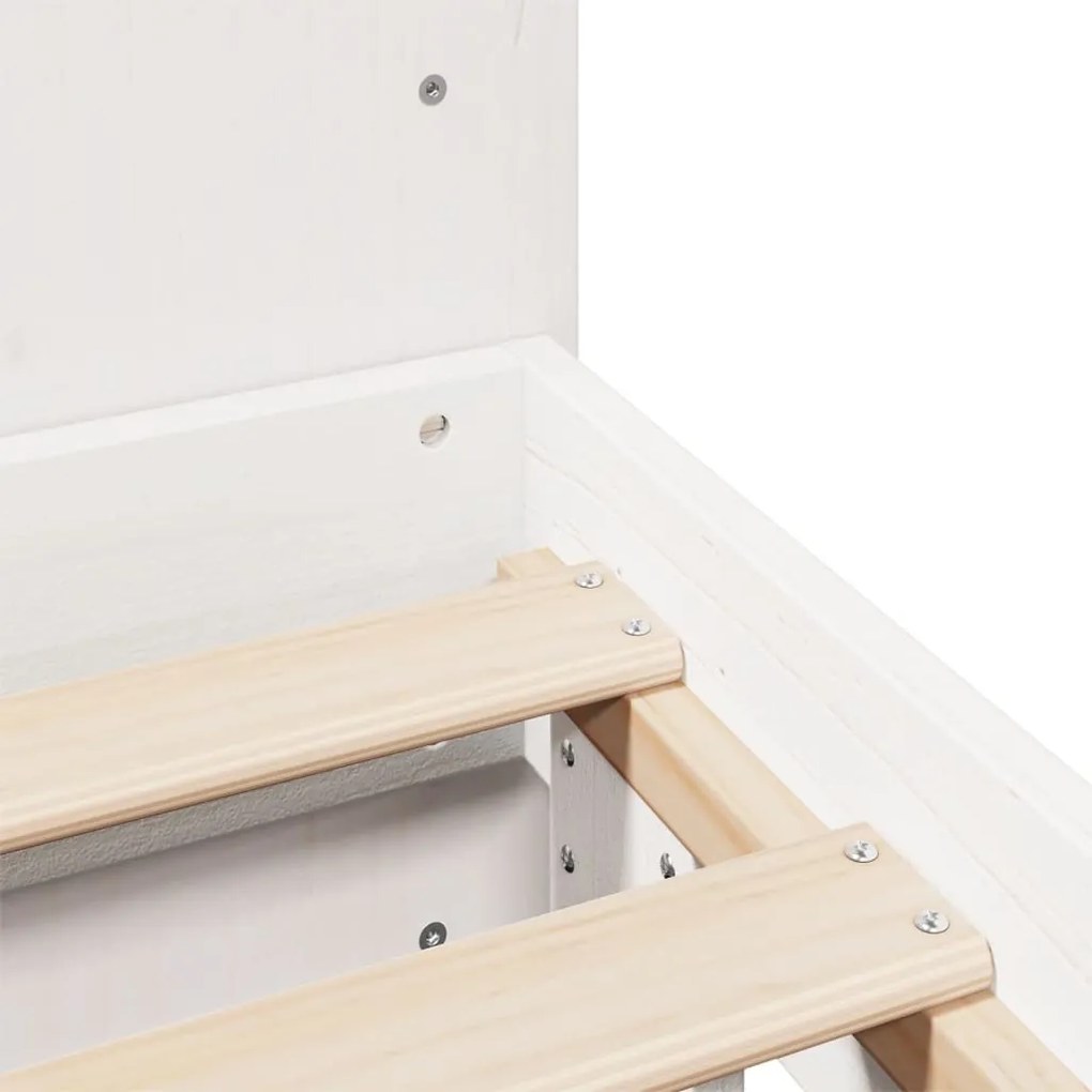 Cama sem colchão 120x190 cm madeira de pinho maciça branco