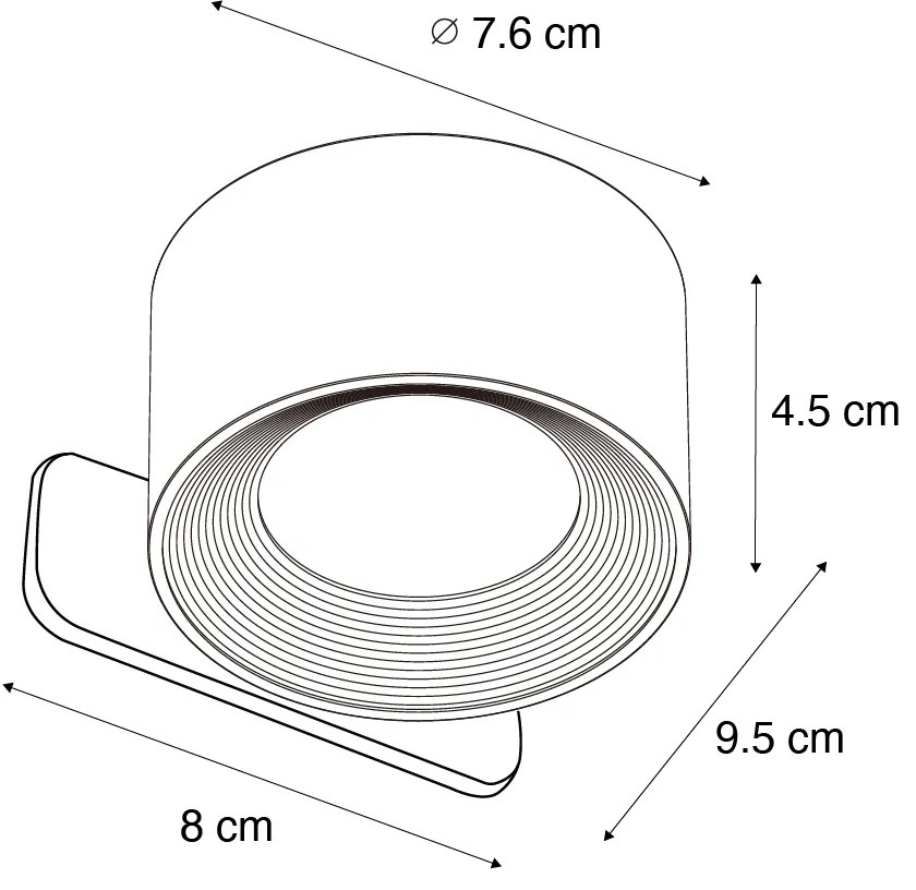Conjunto de 4 luminárias de parede e teto modernas pretas com LED recarregável - Bright