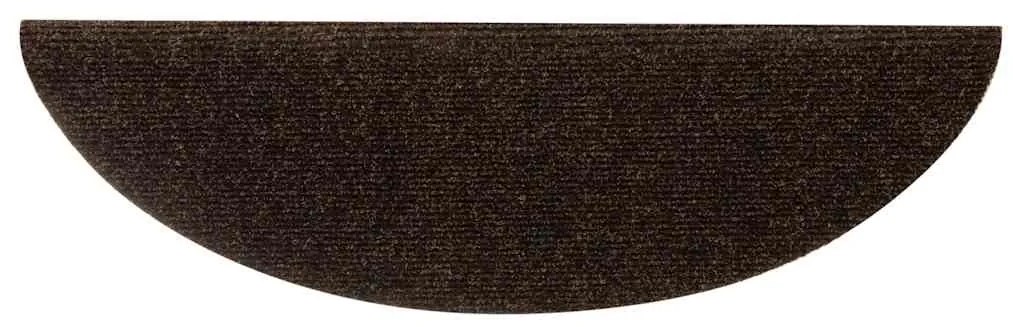 Tapetes escada autoadesivos 5 pcs 56x17x3 cm agulhado castanho