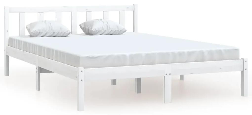 Estrutura de cama casal 135x190 cm pinho maciço branco