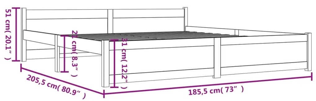 Estrutura de cama super king pinho maciço 180x200 cm branco