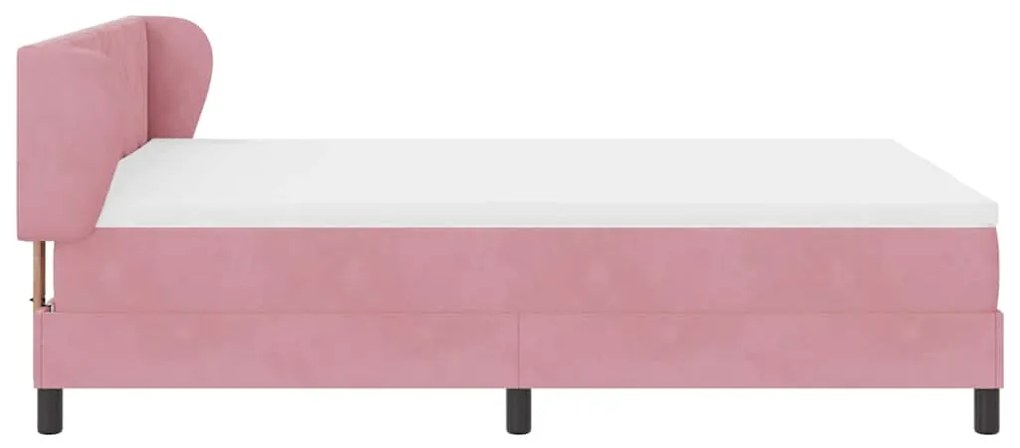 Cama Box Spring vidaXL com Colchão Rosa 160x200 cm Veludo