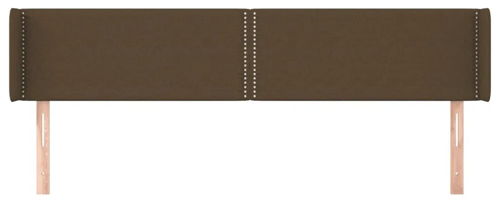 Cabeceira de cama c/ abas tecido 163x16x78/88cm castanho-escuro