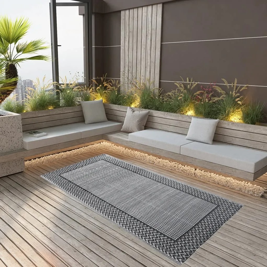 vidaXL Tapete de exterior 80x150 cm PP cinzento