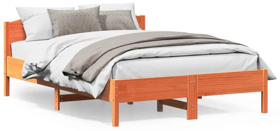 vidaXL Cama sem colchão 150x200 cm madeira pinho maciça castanho-mel