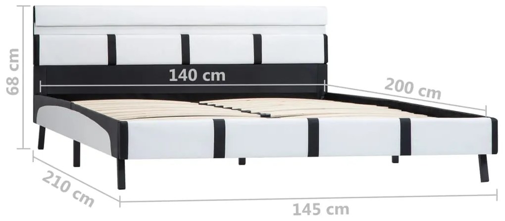 Estrutura de cama com LED 140x200 cm couro artificial branco